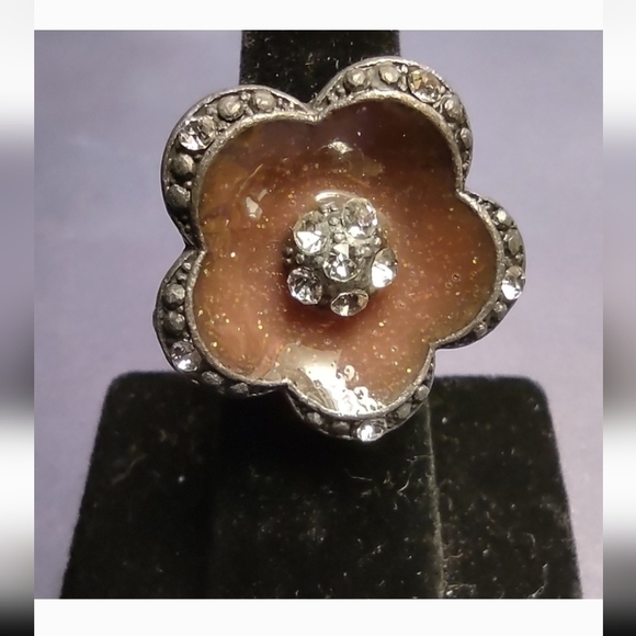 Super Adorable Floral Bling Ring Adjustable - Picture 5 of 5